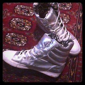 Sliver Betsy Johnson High Tops Size 10